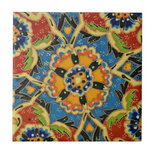 Mozaïek van bloemen tegeltje (Voorkant)