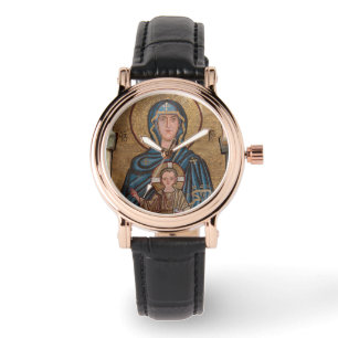 Mozaïek van de Maagd Maria en Jezus Horloge