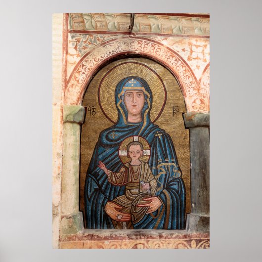 Mozaïek van de Maagd Maria en Jezus Poster (Voorkant)