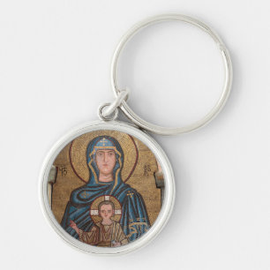 Mozaïek van de Maagd Maria en Jezus Sleutelhanger