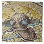 Mozaïek van de oude duikershelm tegeltje (Voorkant)