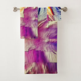 Mozaïek van de textuur, roze geel en zacht gehouwe bad handdoek