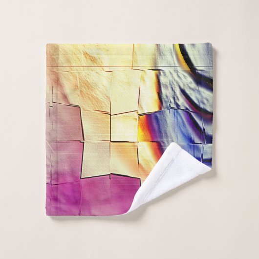 Mozaïek van de textuur, roze geel en zacht gehouwe bad handdoek (Wasdoekje)