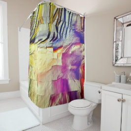 Mozaïek van de textuur, roze geel en zacht gehouwe douchegordijn