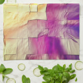 Mozaïek van de textuur, roze geel en zacht gehouwe theedoek (Gevouwen)