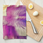 Mozaïek van de textuur, roze geel en zacht gehouwe theedoek (Quarter Fold)