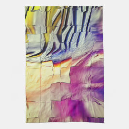 Mozaïek van de textuur, roze geel en zacht gehouwe theedoek