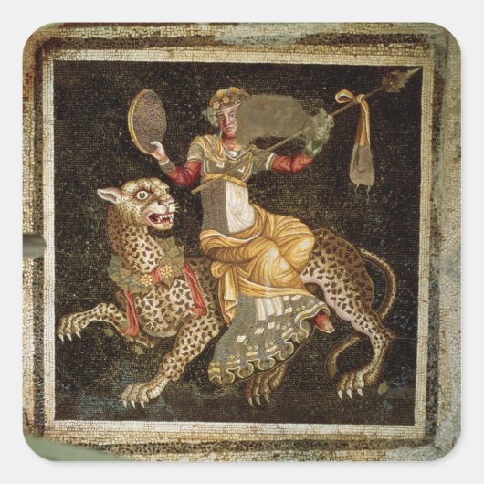 Mozaïek van Dionysus die op een luipaard c.180 AD Vierkante Sticker (Voorkant)