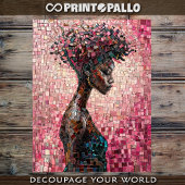 Mozaïek van een zwarte vrouw in de paarse wereld tissuepapier