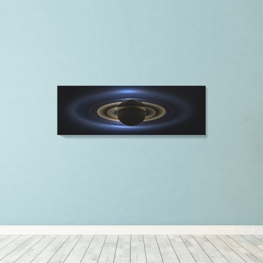 Mozaïek van het Saturnus-systeem met de zon eracht Canvas Afdruk (Insitu (Houten vloer))