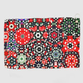 Mozaïek van kaleidoscoop-zeshoek, rood zwart tot r golfhanddoek (Horizontaal)