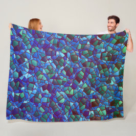 Mozaïek van lila blauw of gerookt en groen fleece deken