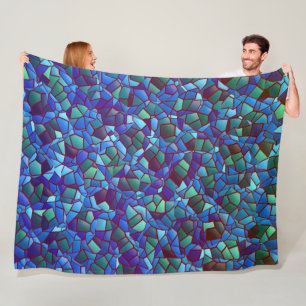 Mozaïek van lila blauw of gerookt en groen fleece deken