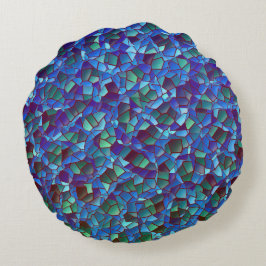 Mozaïek van lila blauw of gerookt en groen rond kussen