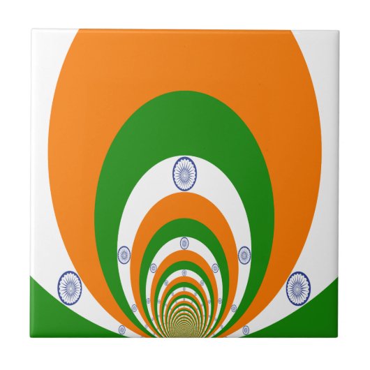 Mozaïek van Majesteit: De vlag van India in een ca Tegeltje (Voorkant)