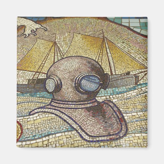 Mozaïek van oude duikershelm magneet (Voorkant)