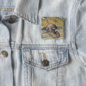 Mozaïek van oude duikershelm vierkante button 5,1 cm (In situ)