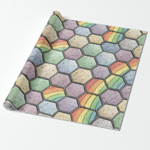 Mozaïek van regenboog honingraat – Zeshoekige tege Cadeaupapier