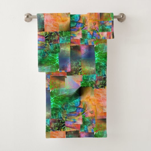 Mozaïek van romige texturen met losse illusie bad handdoek (Insitu)