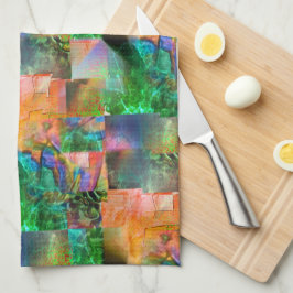 Mozaïek van romige texturen met losse illusie theedoek