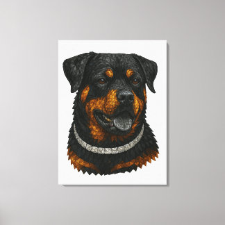 Mozaïek van Rottweiler-portret in edelstenen Canvas Afdruk