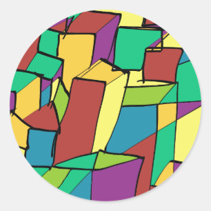 Mozaïek van vierkantjes ronde sticker