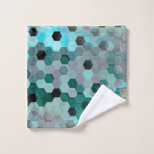 Mozaïek van zeshoeken of blokjes in tinten van cya bad handdoek (Wasdoekje)