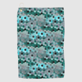 Mozaïek van zeshoeken of blokjes in tinten van cya golfhanddoek