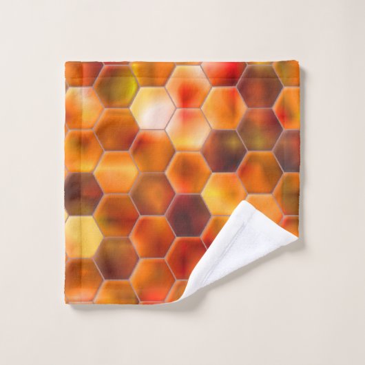 Mozaïek van zeshoeken op roodbaars bad handdoek (Wasdoekje)