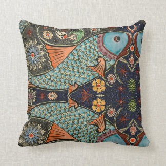 Mozaïek Vis Teal / Turquoise Modern Patroon Uniek Kussen
