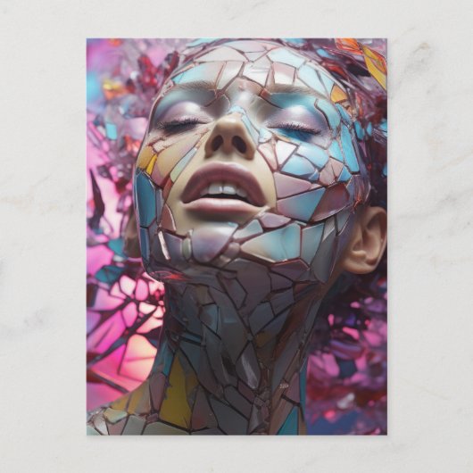 Mozaïek Vlinder Vrouw Briefkaart (Voorkant)