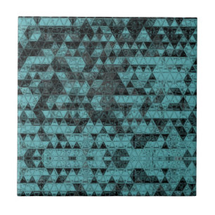 Mozaïek voor zwarte en Blauwgroen driehoek Tegeltje