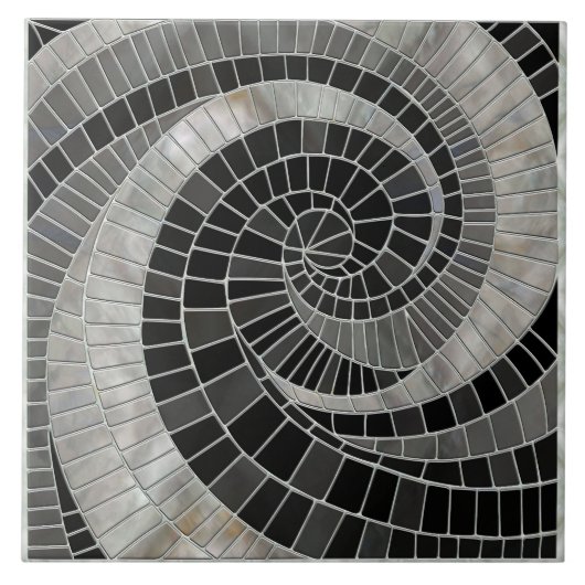 Mozaïek Wave Spiral - Marmer en Parel Tegeltje (Voorkant)
