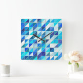 Mozaïek - witte en blauwe schaduwen vierkante klok (Huis)