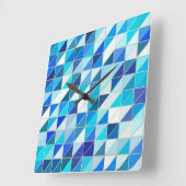 Mozaïek - witte en blauwe schaduwen vierkante klok (Hoek)