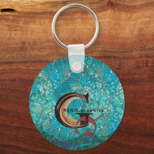 Mozaïek Zee Schildpadden sleutelhanger (Achterkant)