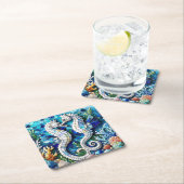 Mozaïek Zeepaardjes Romantisch Beachy Kartonnen Onderzetters (Insitu)