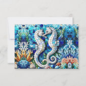 Mozaïek Zeepaardjes Romantisch Beachy RSVP Kaartje (Achterkant)