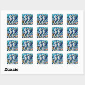 Mozaïek Zeepaardjes Romantisch Beachy Vierkante Sticker (Vel)