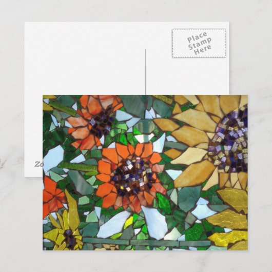 Mozaïek Zonnebloem briefkaart door Willowcatdesign (Voorkant / Achterkant)