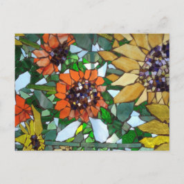 Mozaïek Zonnebloem briefkaart door Willowcatdesign