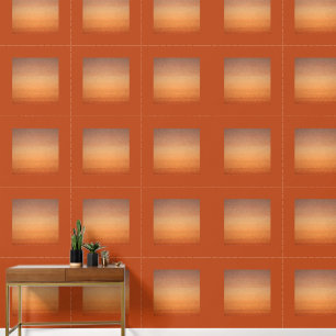 Mozaïek zonsondergang vierkant lijst sinaasappel behang