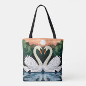 Mozaïek Zwanenpaar dat Hartvorm Vormt Tote Bag (Achterkant)