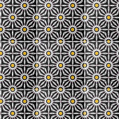 Mozaïek zwart wit en geel geometrisch tegeltje