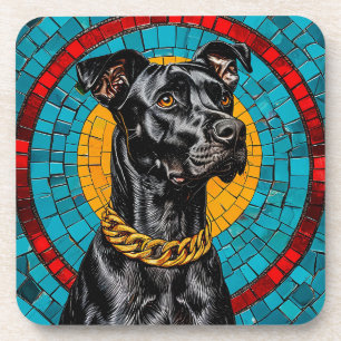 Mozaïek Zwarte Hond Portret Huis Decor Accent Stij Bier Onderzetter