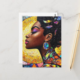 Mozaïek Zwarte Koningin Kunst Goud Juwelen Toon Briefkaart