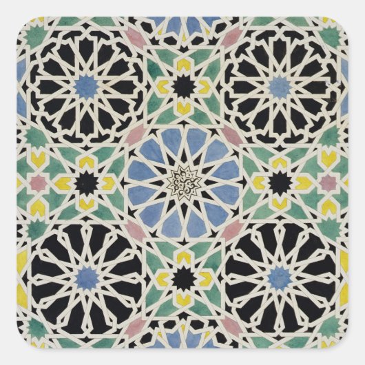 Mozaïekavement in het Alhambra, uit 'The Arabian Vierkante Sticker (Voorkant)