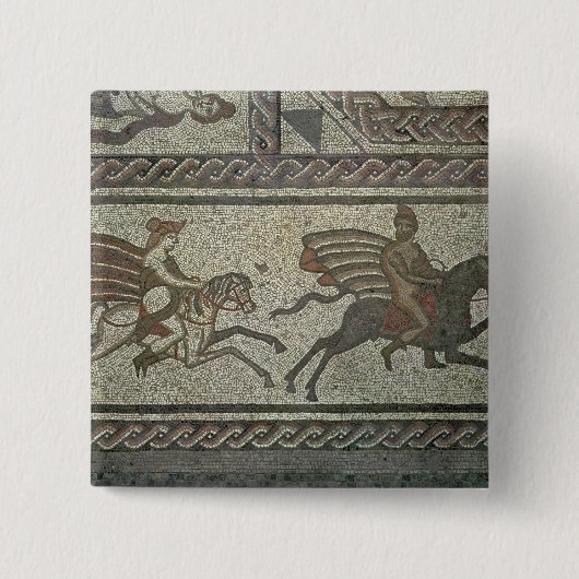 Mozaïekbedekking uit de Romeinse villa bij Laag Vierkante Button 5,1 Cm (Voorkant)