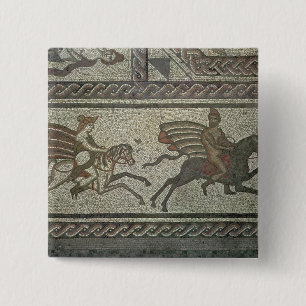 Mozaïekbedekking uit de Romeinse villa bij Laag Vierkante Button 5,1 Cm