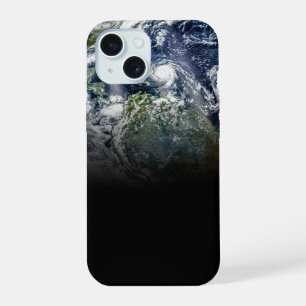 Mozaïekbeeld van planeet aarde met 3 orkanen iPhone 15 case